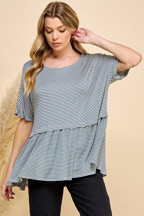 Marina Knit Striped Top (Sage/Ivory)