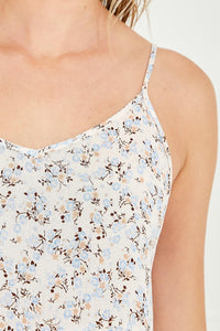 Lydia Floral Tier Dress (Cream/Blue)