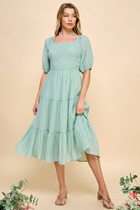 Eva 3/4 Sleeve Dress (Sage)