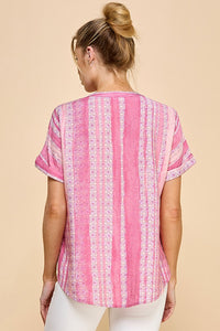 Blossom Breeze Button-Up Top (Pink)