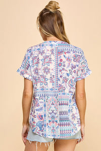 Blossom Breeze Button-Up Top (Blue)
