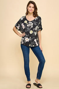 Delilah Floral Print Top (Black)