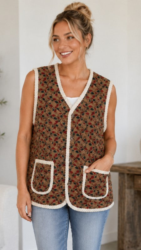 Rosalie Floral Quilted Vest