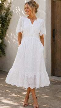 Amelia Lace Dress (White)