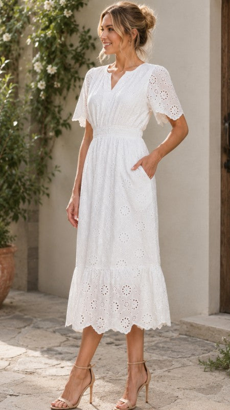 Amelia Lace Dress (White)