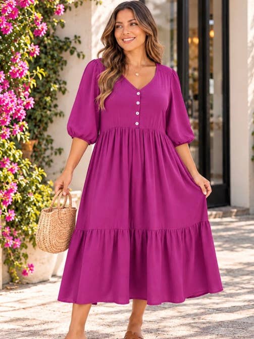 Bella Bloom Tiered Midi Dress