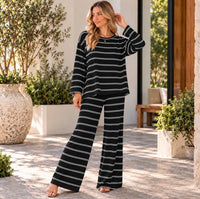 The Harper Cozy Striped Pants Set