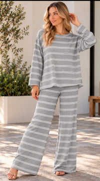 The Harper Cozy Striped Pants Set
