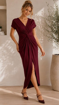 Midnight Elegance Ruched Maxi Dress