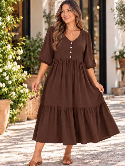 Bella Bloom Tiered Midi Dress