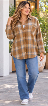Autumn Charm Plaid Button-Down Shirt
