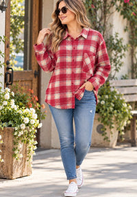 Autumn Charm Plaid Button-Down Shirt