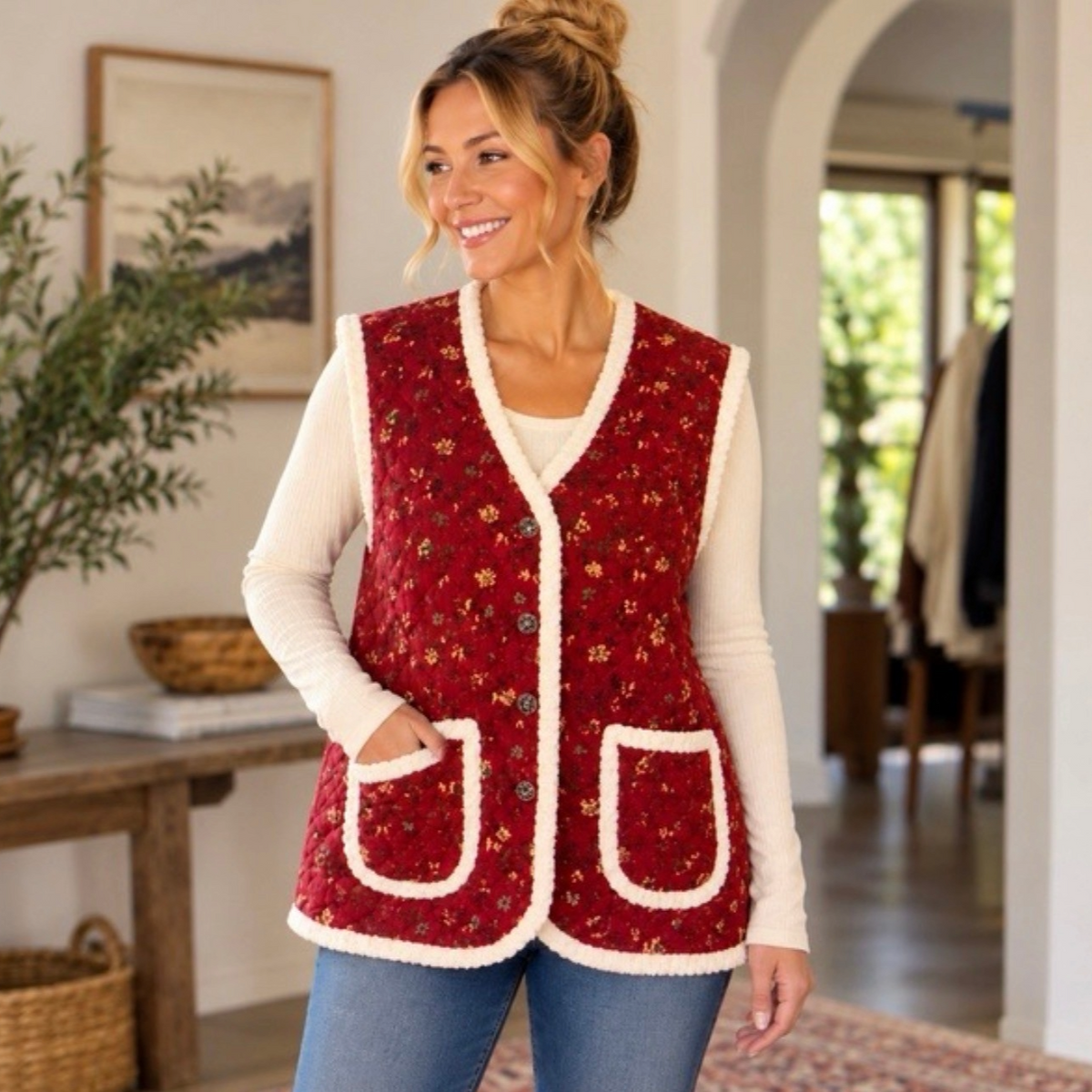 Rosalie Floral Quilted Vest